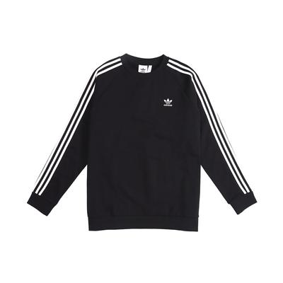 adidas Мужская толстовка с круглым вырезом Originals Trefoil 3-Stripes Fleece Pullover Black DV1555