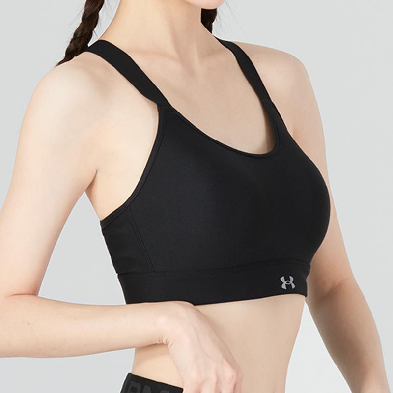 Under Armour Solid Color U-Back Cross-Strap High-Intensity Training Sports Bra Women Underwear Black 1372557-001