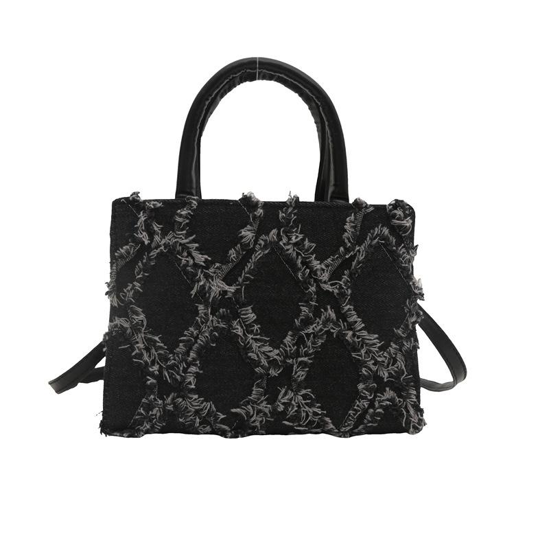 2024 ромбовидный деним лето новый простой модный дорожный большой емкости плечо кроссбоди маленькая квадратная сумка для женщин