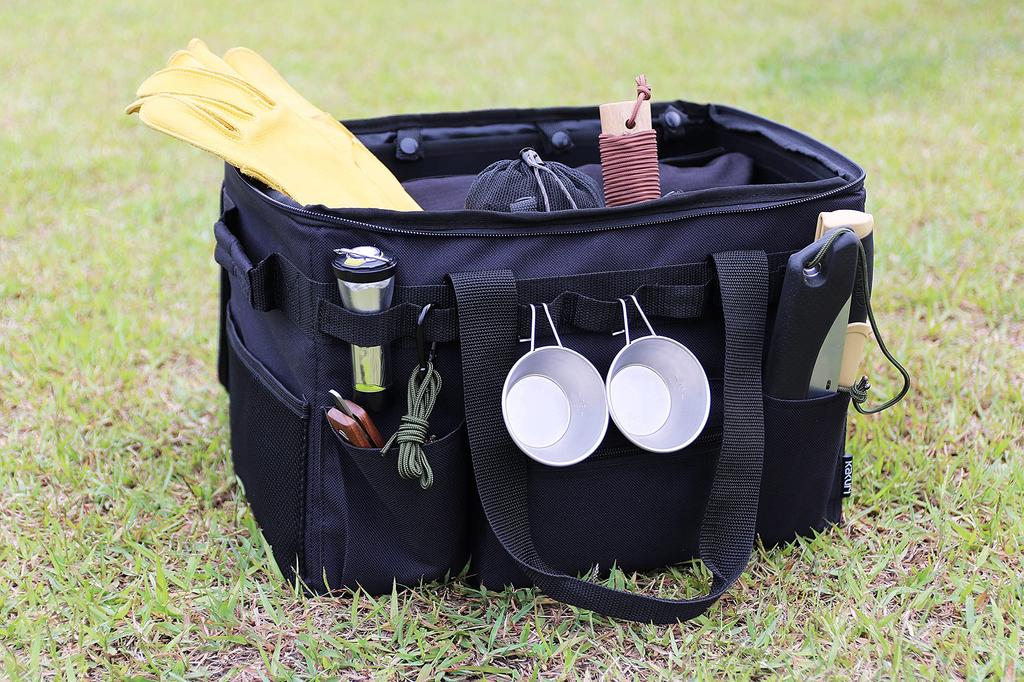 Kakuri Sangyo Ящик для хранения для кемпинга на открытом воздухе, 240 x 380 x 260 мм, контейнер для различных вещей, черный, с перегородками, прибл.