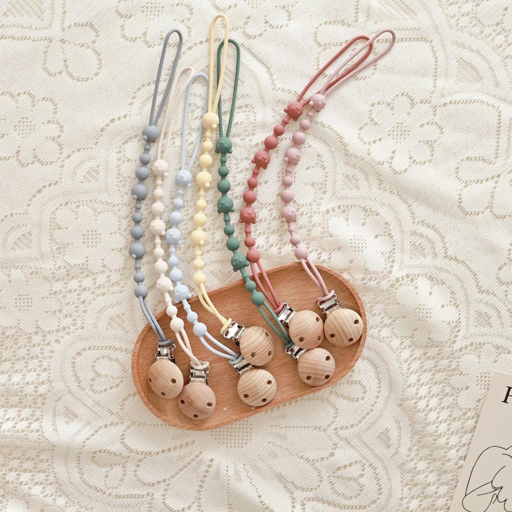 Solid Color Silicone Pacifier Chain Clips Baby Boys Girls Pacifier Gum Chain Bite Music Teeth Grinding Stick Toy Anti Loss Rope