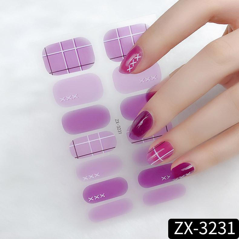 ZX 3D Waterproof No-Cure Gel Nail Wraps, Full Cover Japanese & Korean Style Spring & Summer Nail Stickers, Nail Patch Films