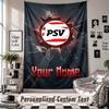 Wall Hanging Tapestry With Custom Name & Text, PSV Eindhoven FC Decorative Tapestry For Bedroom