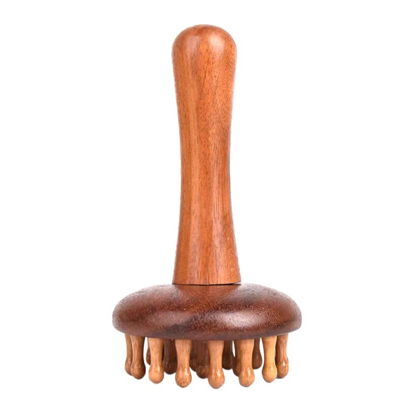 Portable Sandalwood Gua Sha Massage Brush Head Neck Abdominal Leg Body Meridian Massager Wooden Massage Tools