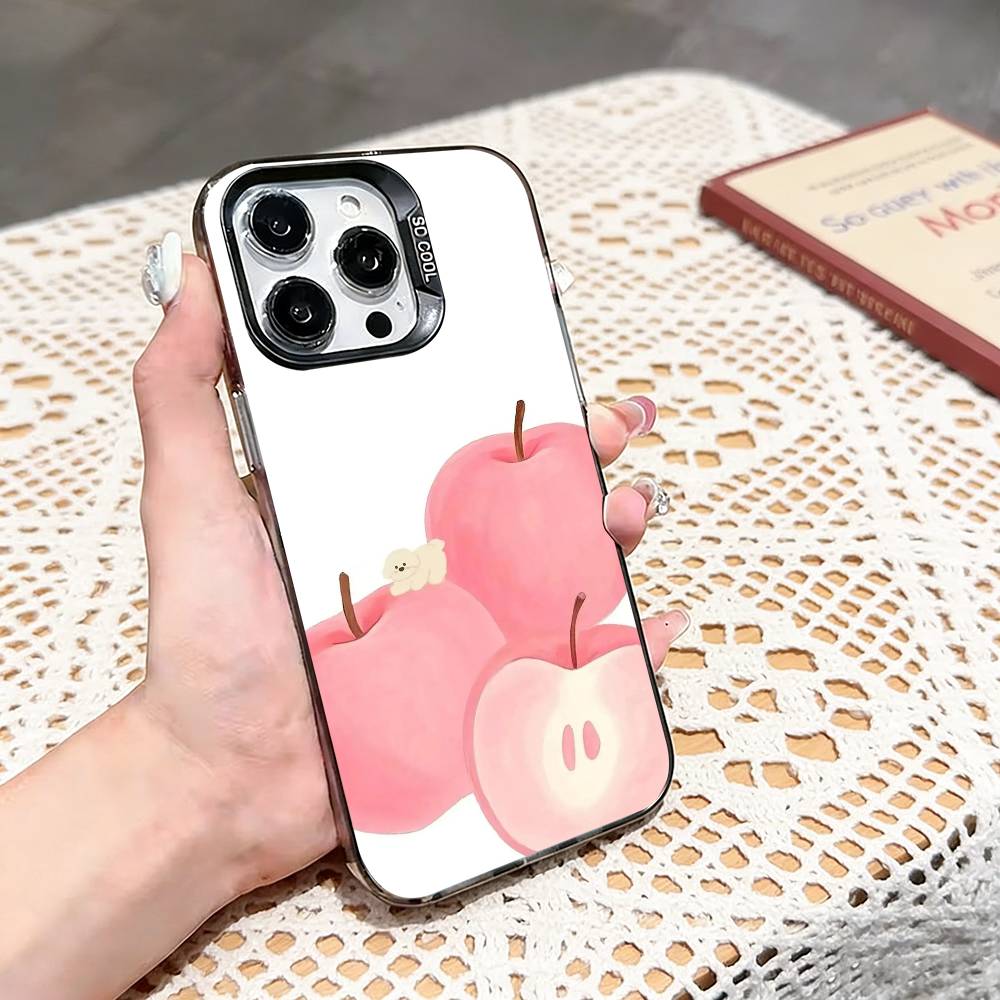 Fruit Party Phone Case For iPhone 17,16,15,14,13,12,11 Plus,Pro Max,XS,Colored silver phone case
