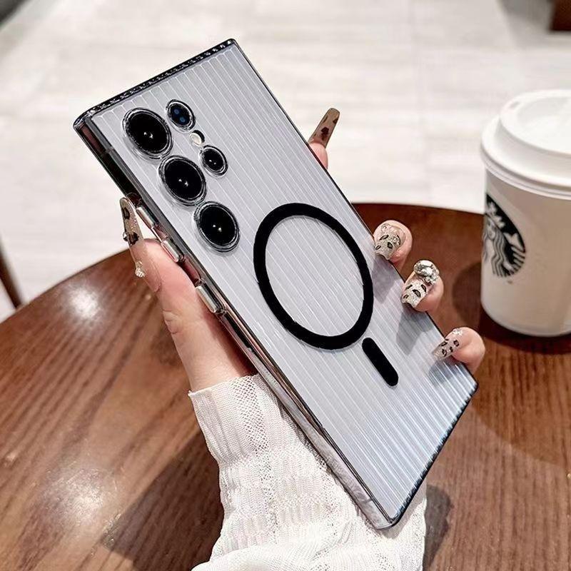 Применимо к чехлу для мобильного телефона Samsung S26Ultra, гофрированный узор, ледяной туман, матовый, магнитное крепление, S25, противоударный, полупрозрачный, S24P, жесткий