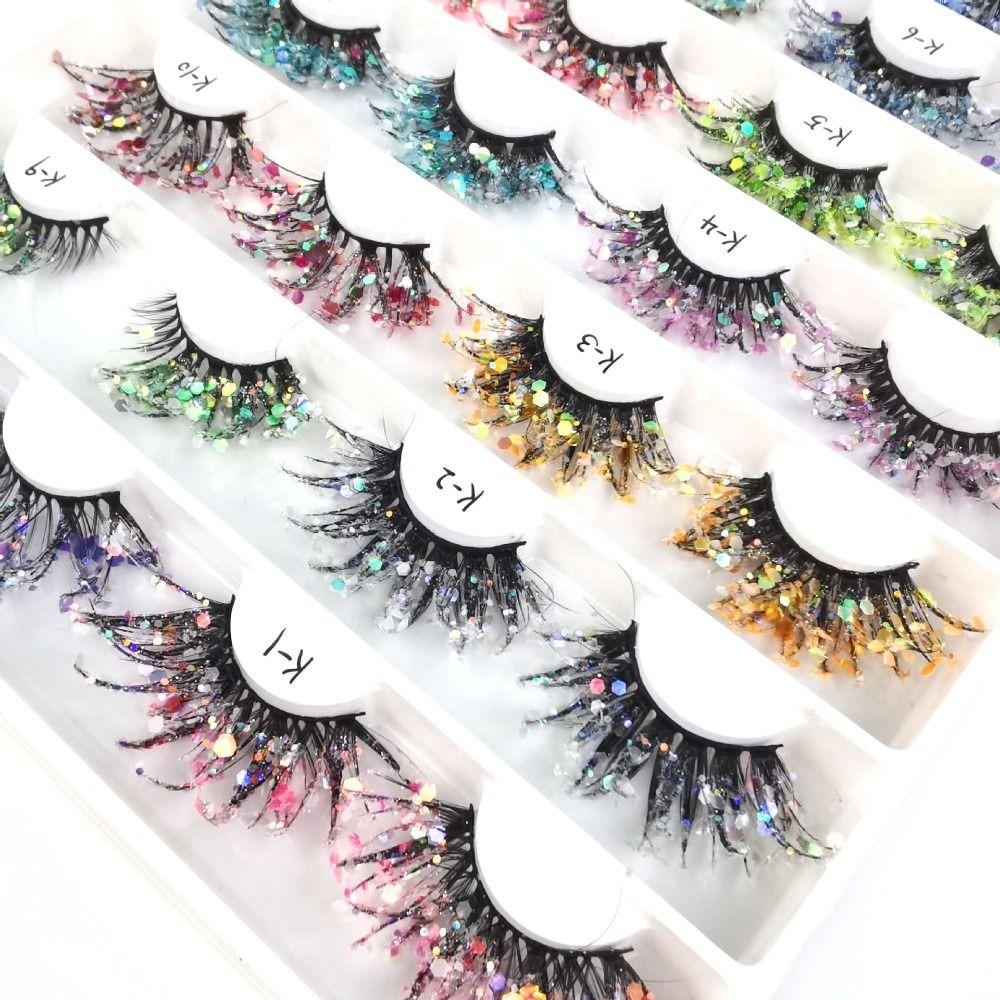 25mm Faux Mink Wispy Lashes Luminous False Eyelashes Extension Fluorescent Lashes  Halloween Party