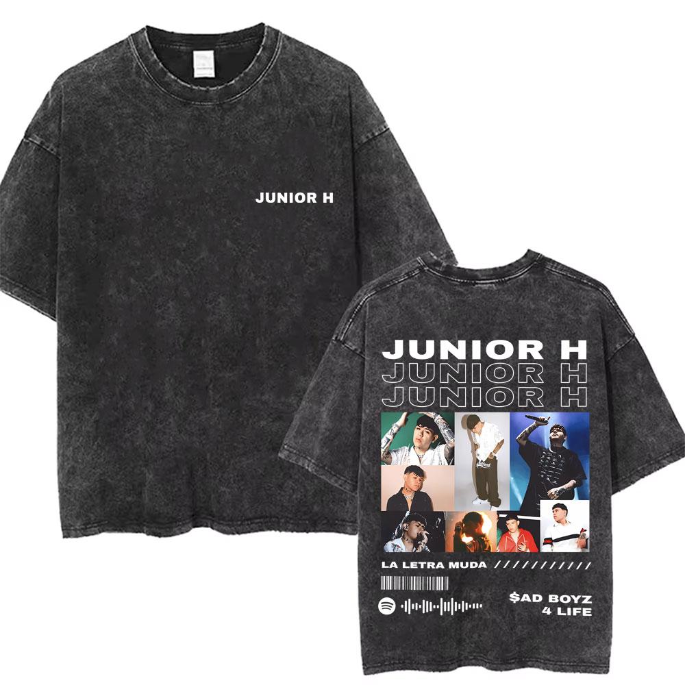 Singer Junior H Sad Boyz Washed Vintage Tshirt Summer Men Women Casual Fashion Oversized TShirt Mens Hip Hop Aesthetic T Shirt