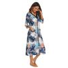 Women’s Robes Printed V Neck 3/4 Sleeve Dressing Gown Spring Autumn Pajamas Nightgown Casual Home Wear Zip Up Long Bathrobes