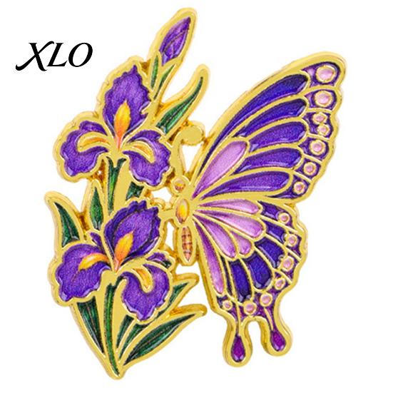 Butterfly Scarves Brooch Enamel Flower Pin, Floral Badge for Women, Inscet Shaped Pin Coats Sweaters Alloy