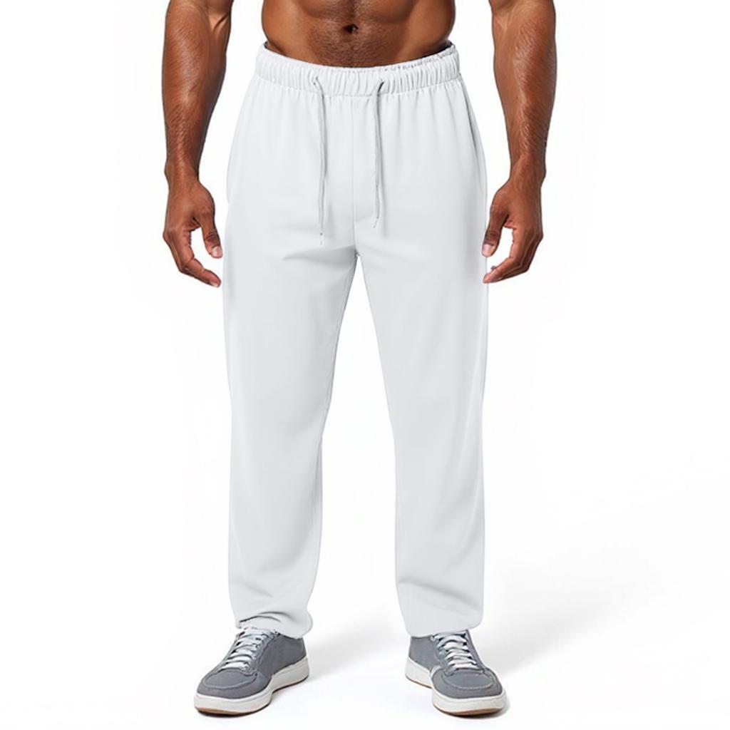 Men's Lightweight Open Top Sports Pants Straight Leg Fitness Casual Pants With Pockets