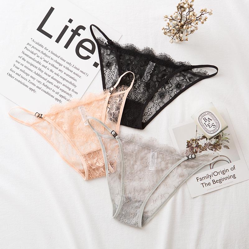 Lace Thin Strap Sexy Panties Transparent Hollow Women's Triangle Panties