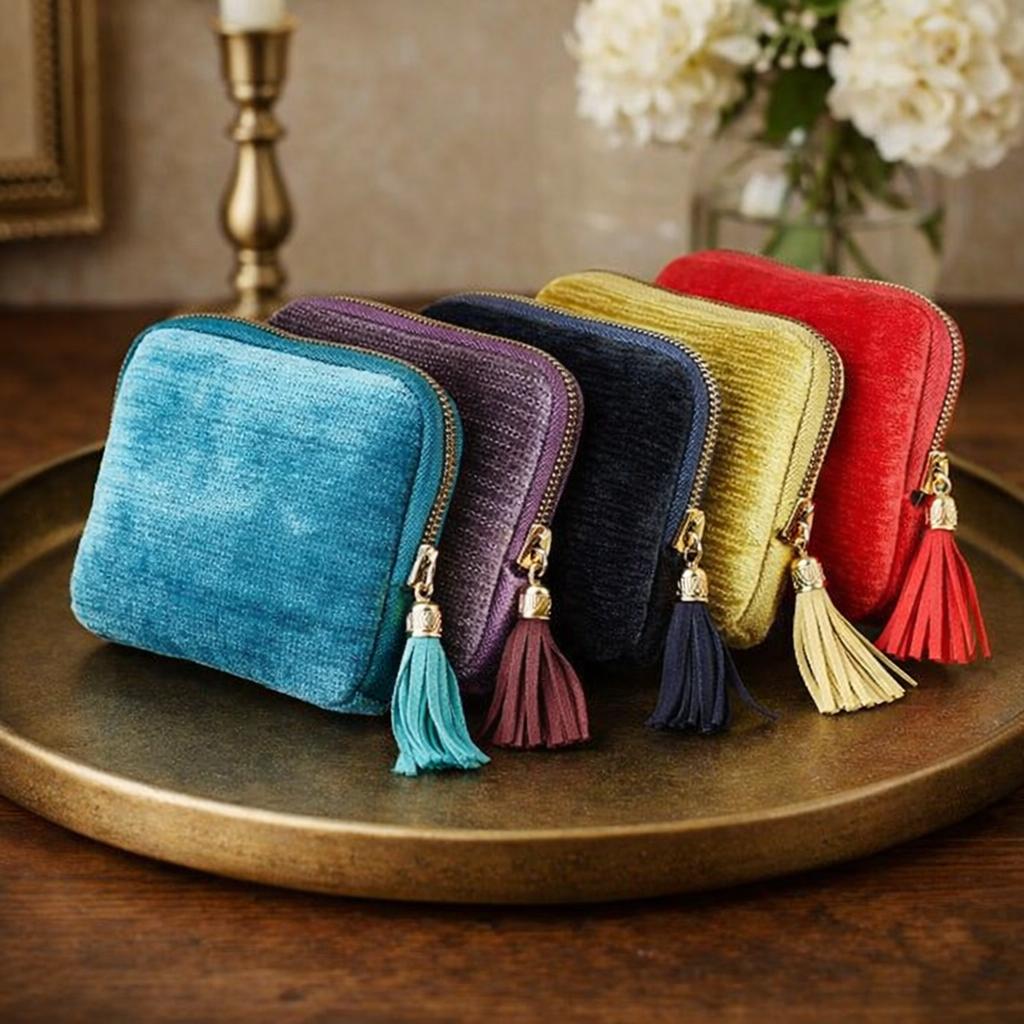 Exquisite Jewelry Storage Bag With Tassel Pendant Ring Zipper Jewelry Bag Large Capacity Travel Crystal Bracelet Storage Pouch