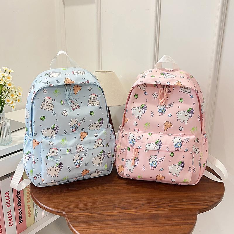 Small Fresh and Versatile Cute Girl Schoolbag Lightweight Cartoon Doodle Large Capacity Backpack for Primary and Secondary School Students