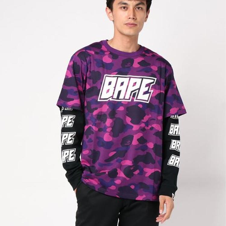 Bape Color Camo Bape Многослойная футболка с длинным рукавом 0ZXLTM111006D