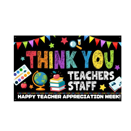 Баннер-фон для Недели признательности учителям. Спасибо учителям и сотрудникам. Украшение фона на День учителя. Декор для классной комнаты, школы, офиса.