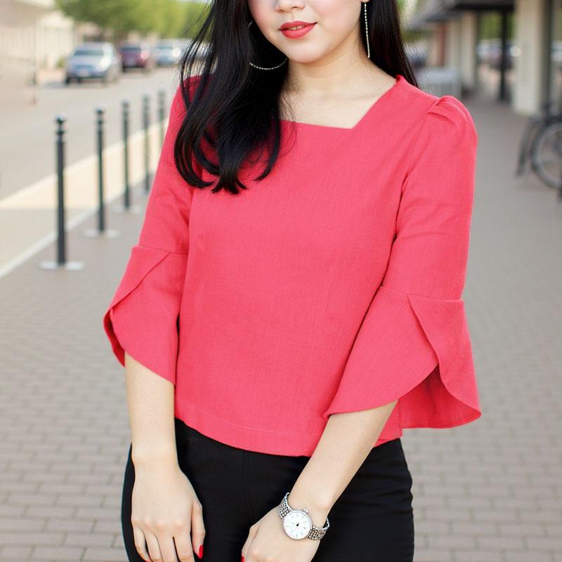 ZANZEA Женские летние блузки с квадратным вырезом и рукавами-фонариками 3/4