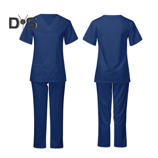 Униформа медсестры, медицинский костюм с V-образным вырезом, униформа медсестры, салон красоты, спа, учреждение по уходу за домашними животными, рабочая одежда, однотонный комплект с короткими рукавами и брюками