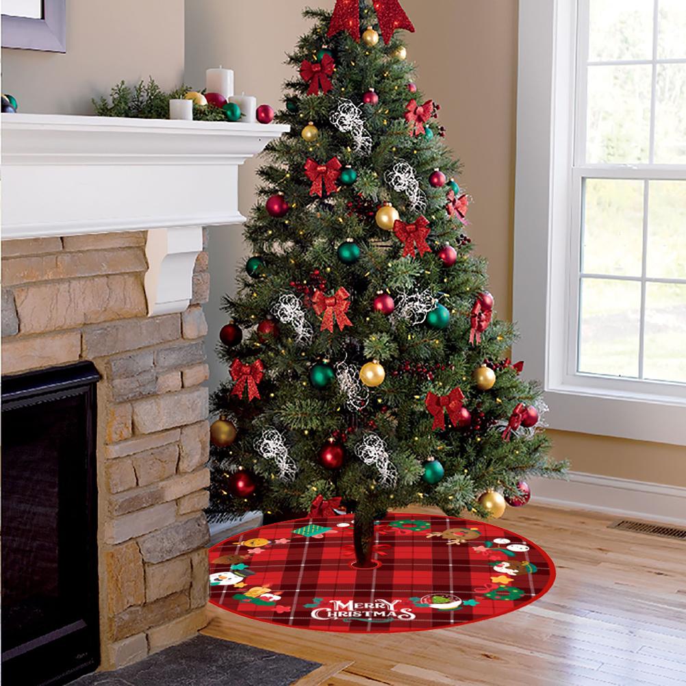 90cm Christmas Tree Skirt Brushed Cloth Carpet Personality Pattern New Year Christmas Tree Floor