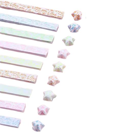 420 листов светящейся бумаги со звездами оригами, полоски разных цветов, двухсторонняя, легко складывающаяся бумага Lucky Star