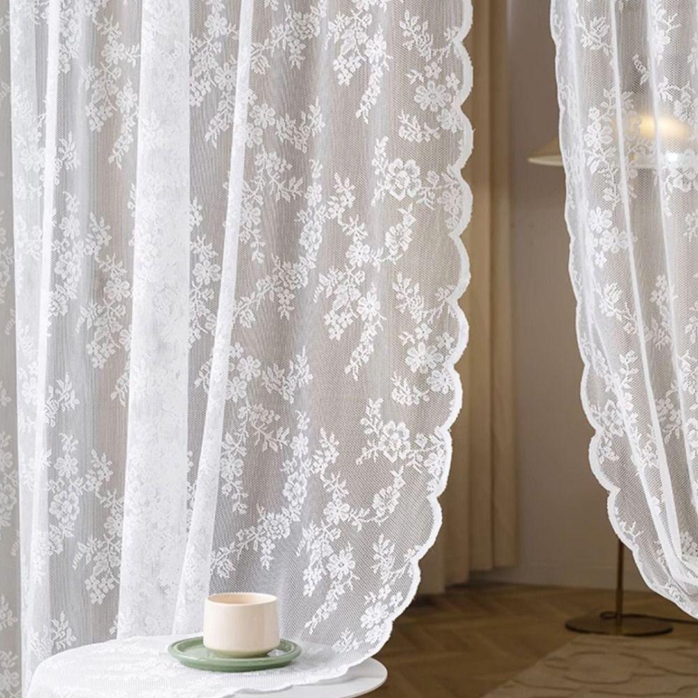 Transparent Door Curtain Wavy Edge Window Drape Shade Romantic Sheer Curtain Living Room