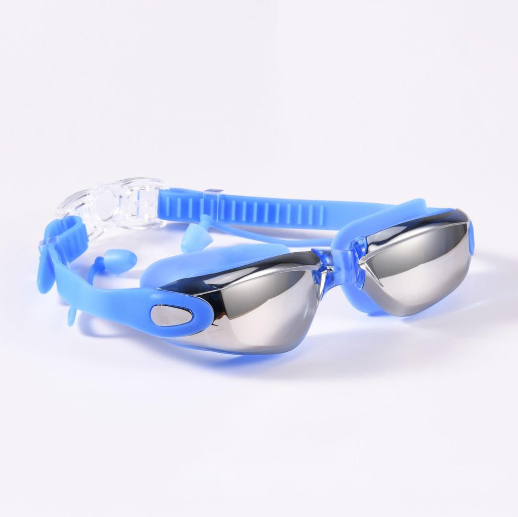 Adult Electroplated Swimming Glasses HD Waterproof Anti-fog Swimming Goggles Teenager Water Sport Eyewear With Earplug Men Women