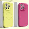 Жидкий силиконовый чехол для iPhone 16 16E 15 14 13 12 11 Pro Max Plus Мягкий Беспроводная зарядка MagSafe Магнитный Ударопрочный Чехол