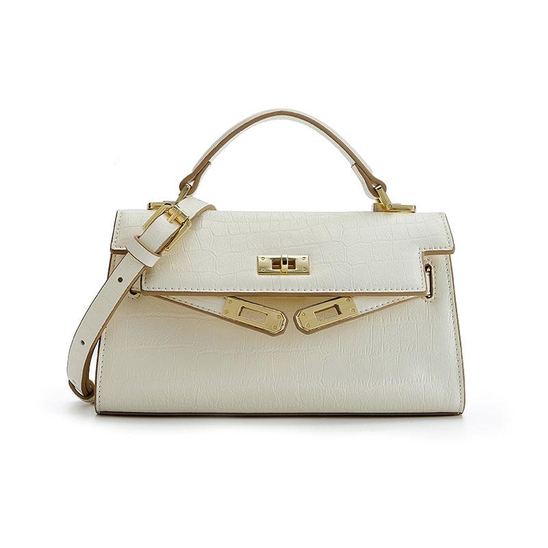 Elle Classic Fashion High-End Kelly Bag Crocodile Pattern Cowhide Handbag Women Handbags E04F1223004