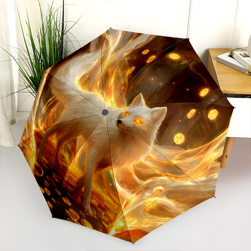 Узор с лисами, автоматический складной зонт, портативная и складная конструкция, 8 спиц, рождественский или день рождения подарок.