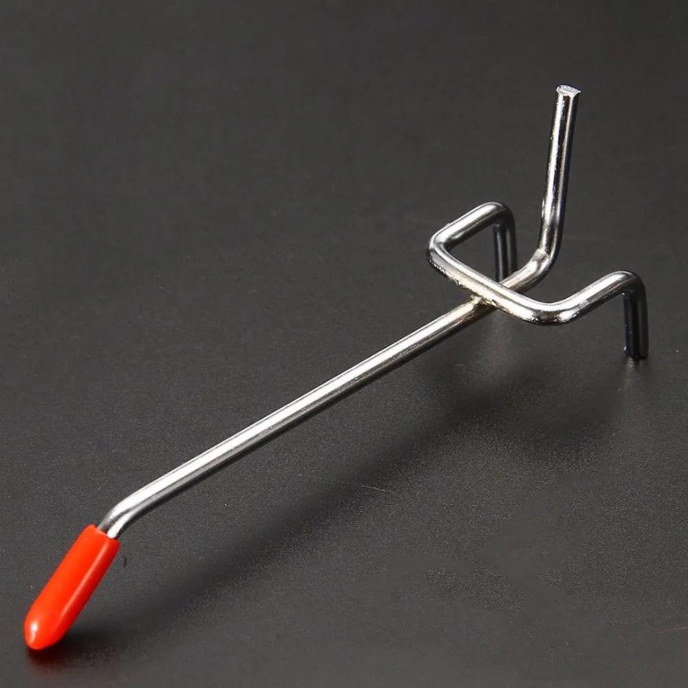 1Pcs Storage Rack Hole Board Hook Steel Wall Mount Oblique Hanger with Rubber Cover Hardware Tool Pegboard Hook