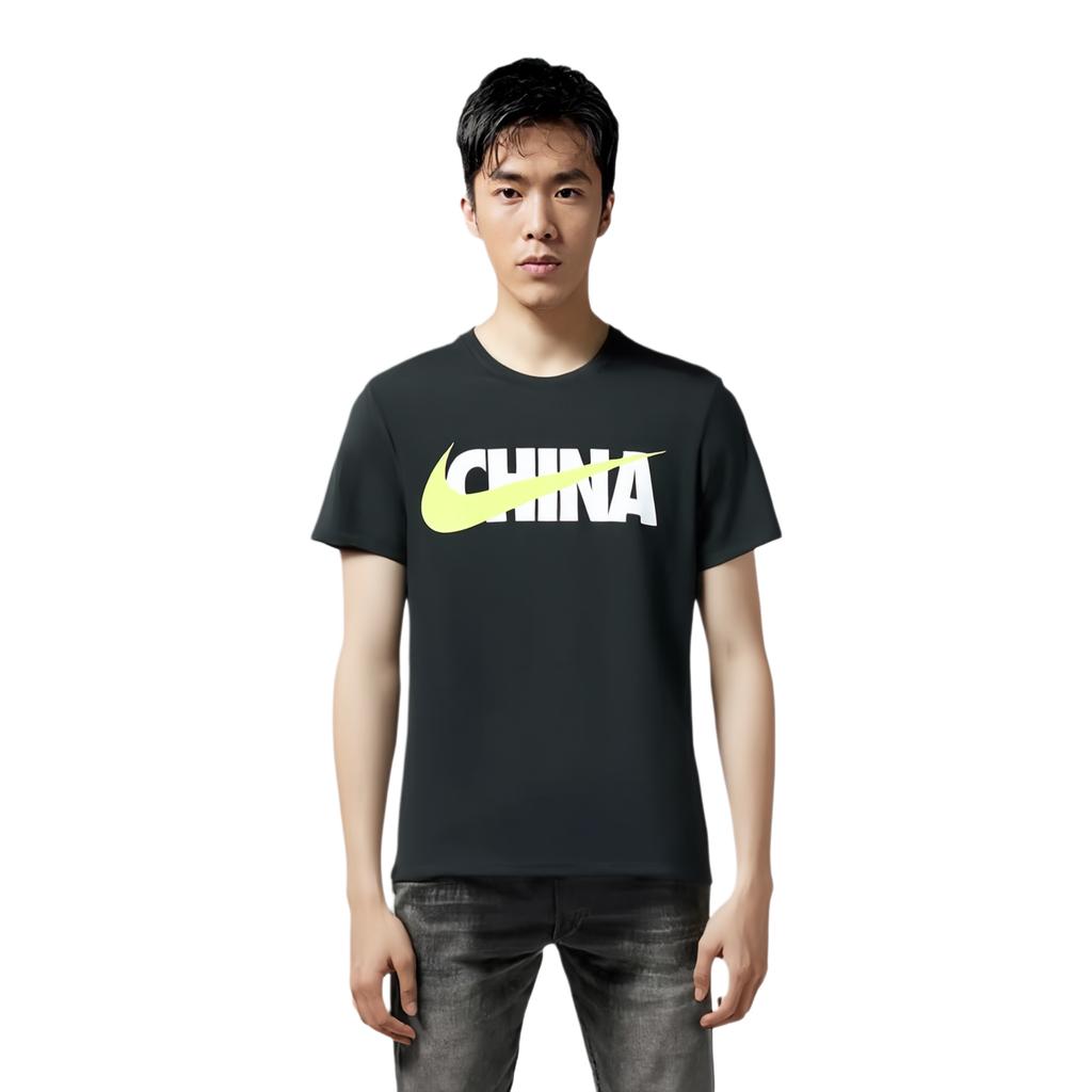 Nike Футболка с коротким рукавом с логотипом, мужские топы, черная AQ5189-017