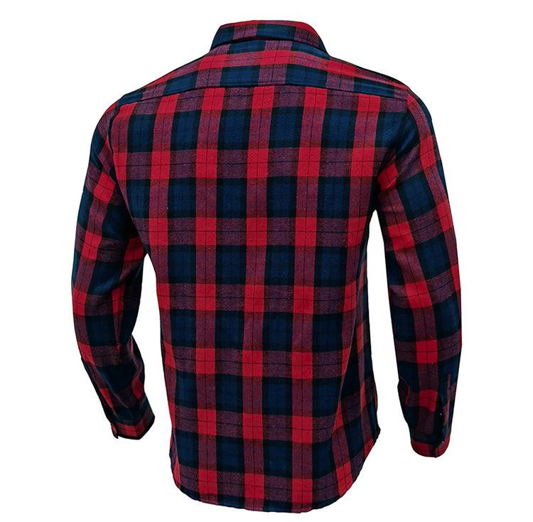 Осенне-зимняя утепленная мужская рубашка в клетку с длинными рукавами из фланелевой ткани
