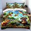 "Dinosaur Themed Kids Room Decor" Bedding Set with 1 Duvet Cover 2 Pillowcases Single Double King Queen, Gift