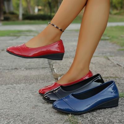Женские мокасины для вождения с острым носком широкой полноты - Лоферы на низком клину из мягкой кожи для весны/осени, Повседневные слипоны