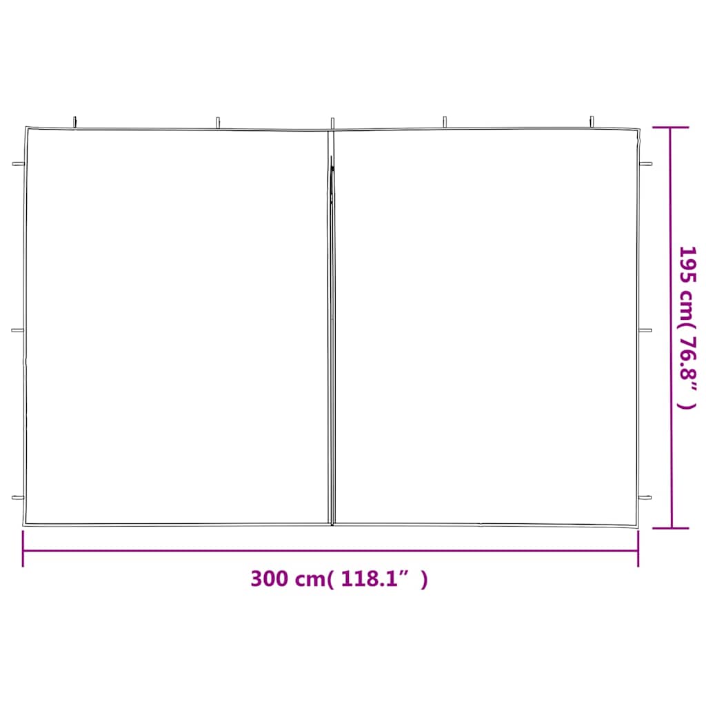 Party Tent Side Walls 2 Pieces Zipper PE Green