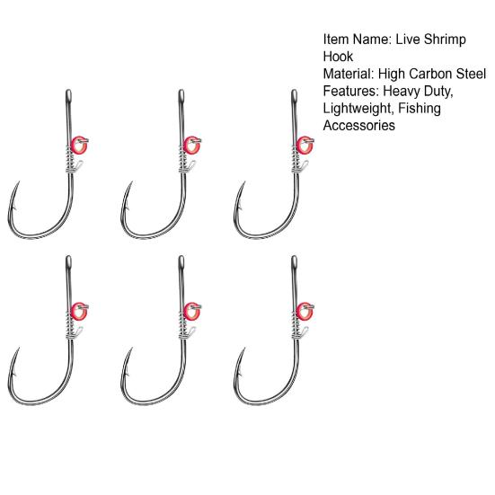 6/12Pcs Live Shrimp Fixing Hook Heavy Duty Carbon Steel Barbed Fishhook with Hole Freshwater Saltwater Fishing Hook Fishing Accessories