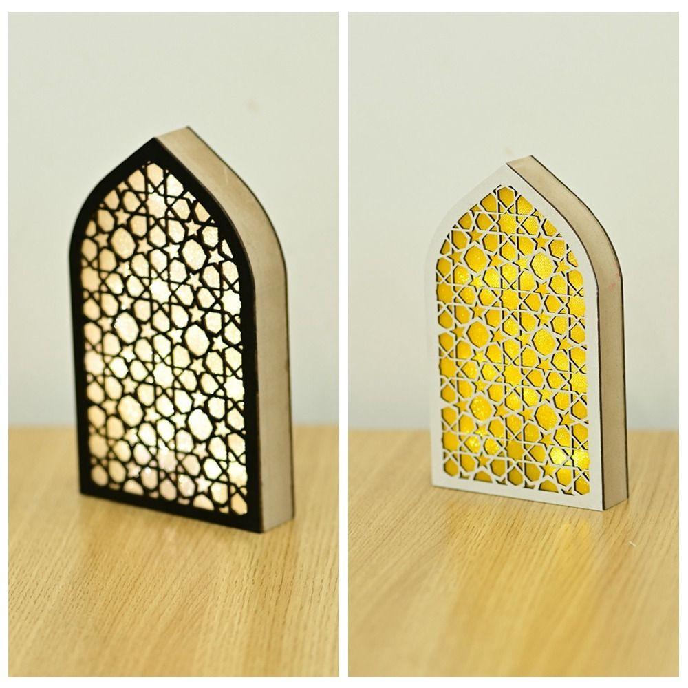 Moon Eid Desktop Ornament Creative Eid Wooden Decoration Handmade Night Light Ornament  Wedding