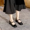 Coarse Heel Mary Jane Single Shoes Women's Spring Waterproof Platform Middle Heel Versatile Silver High Heels Shoes Style
