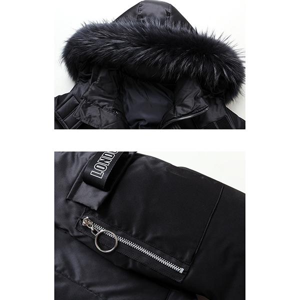 New Winter Thick Men's Down Jacket Pure Color Detachable Fur Collar Casual White Duck Down Jacket