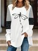 Women's Casual Love Print Stitching Long-sleeved T-shirt