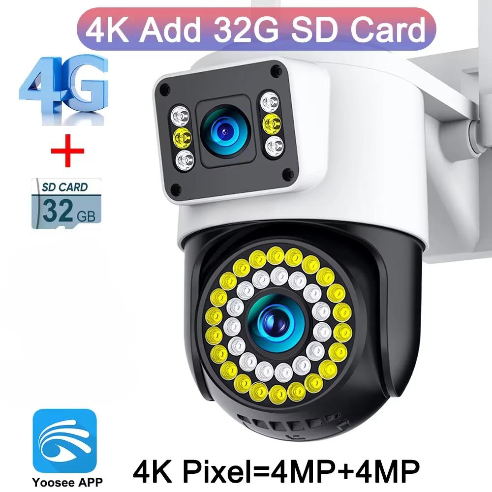 LS VISION 4K 8MP IP камера с двумя объективами 4G PTZ Wifi камера с двумя экранами, автоматическим слежением, двусторонней аудиосвязью, цветная камера ночного видения Yoosee
