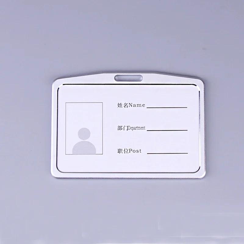 Office Metal Work Identity Badge ID Card Holder Aluminium Alloy Employee Name Cover Business Case Credit Card Holder Wallet