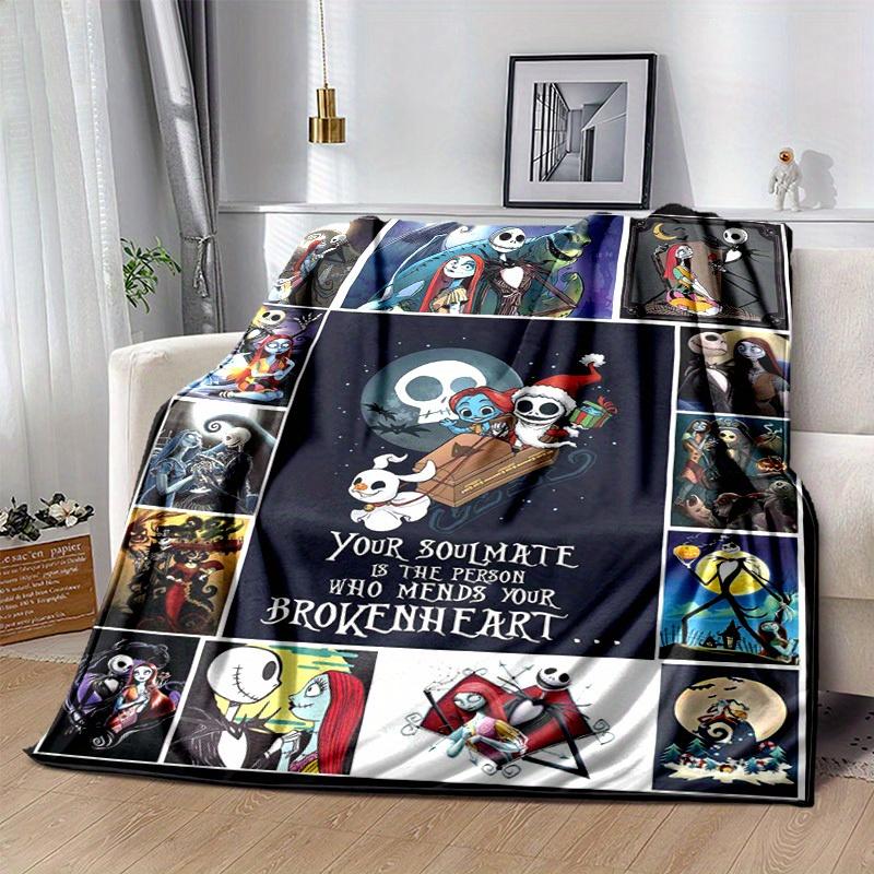 1pc. Nightmare Before Christmas Jack Skellington Sally Romantic Love Blanket, Seasonal Home Decor Gift for Couples, Room Decoration, Cozy Th