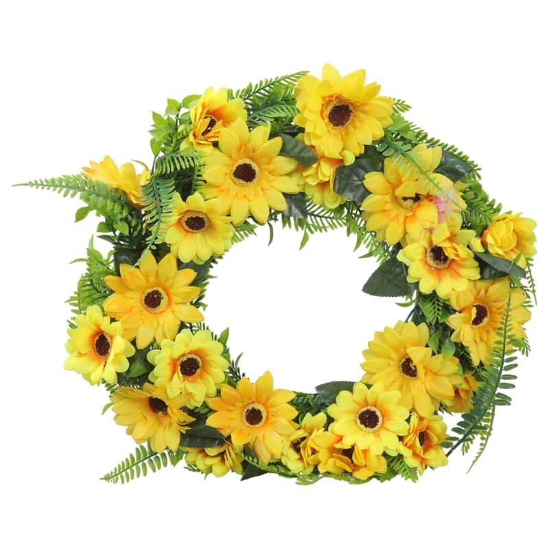Artificial Sunflowers Wreath for Front Door Farmhouses Wedding Holiday Decorations, Front Door Wreath Spring Wreath