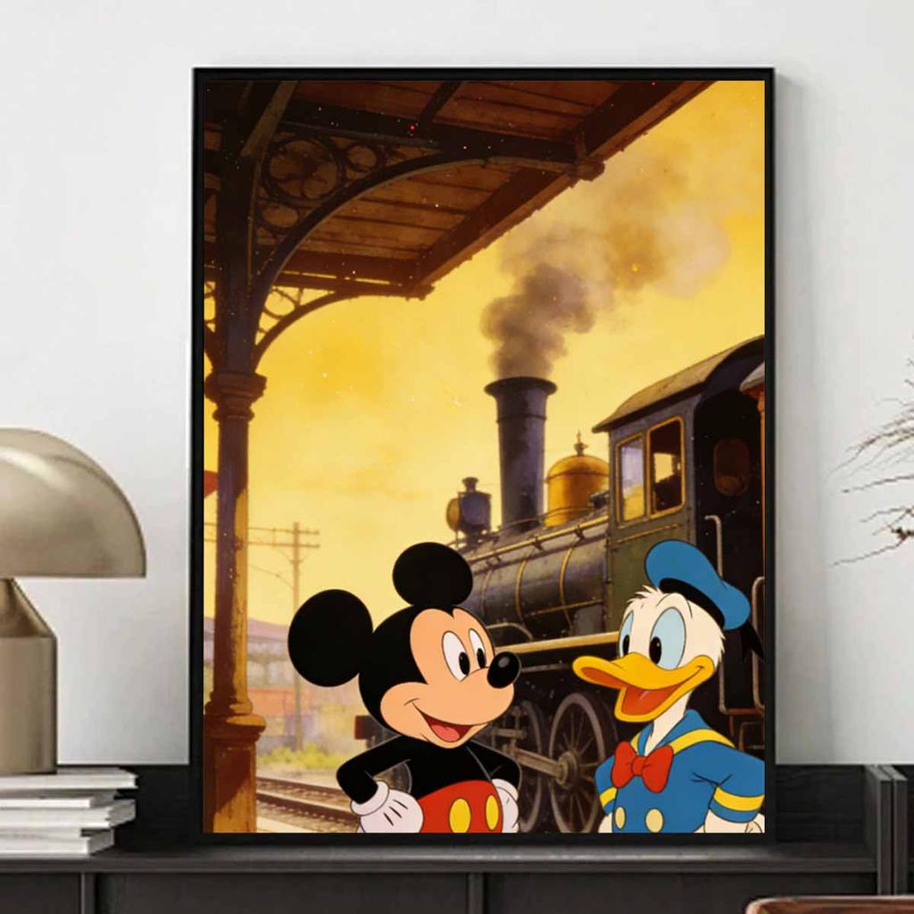 Disney Mickey Mouse and Donald Duck Steam Train Diamond Paint Mosaic Art Painting Kit Handmade DIY Home Decor