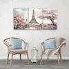 Картина на холсте из трех частей Эйфелева башня Пастельно-розовый