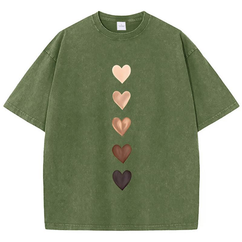 Love Heart Graffiti Printed Washed TShirt Womens Cotton Tops Comfortable Distressed ONeck Streetwear Summer Womans Clothes