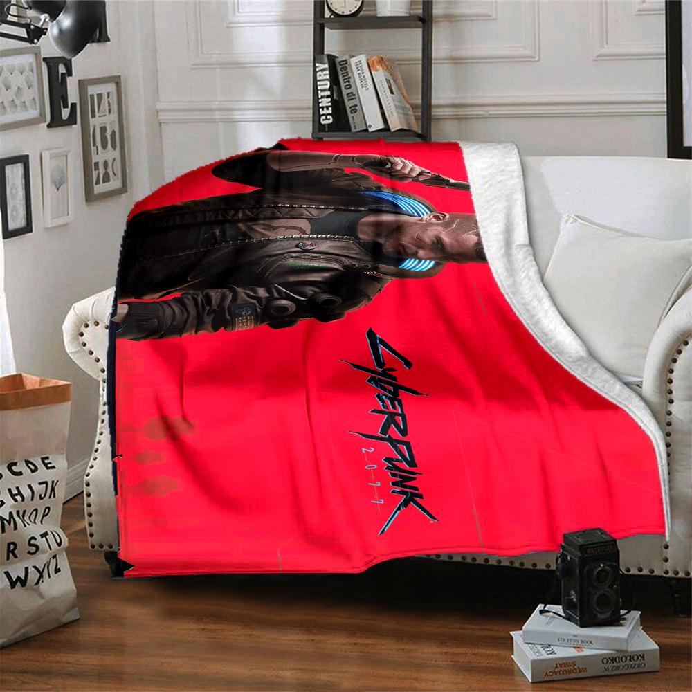 Cyberpunk Future Adventure Blanket Soft Throw Blanket For Home Bedroom Bed Sofa Travel Office Solid Christmas Blanket
