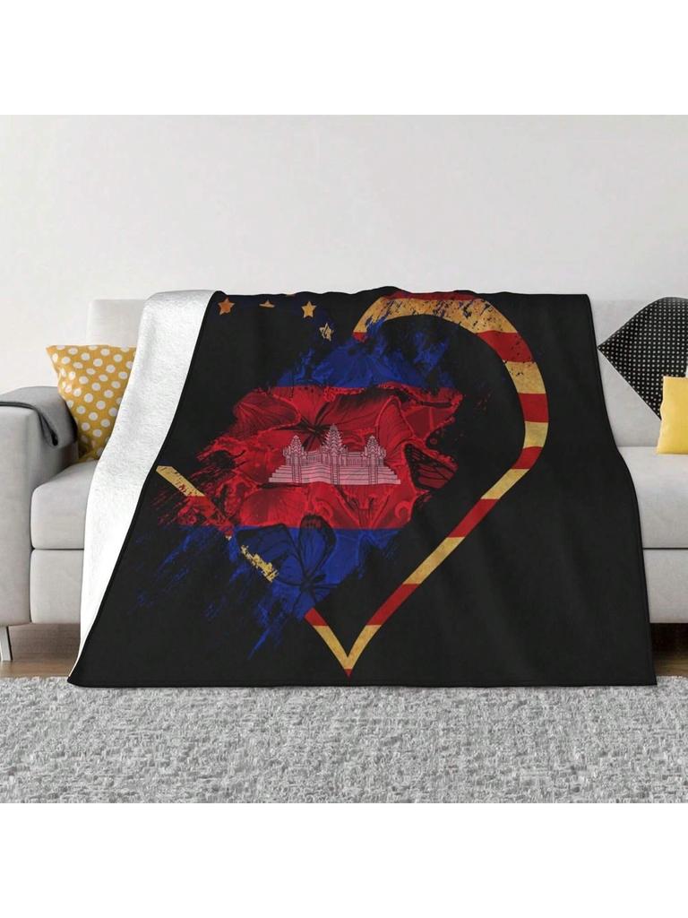 Flag And Cambodia Cambodian Flag Throw Blanket Fleece Blanket Bedroom Decor Ultra-Soft Flannel Aesthetic Decorations For Bed Couch Sofa Home Travel