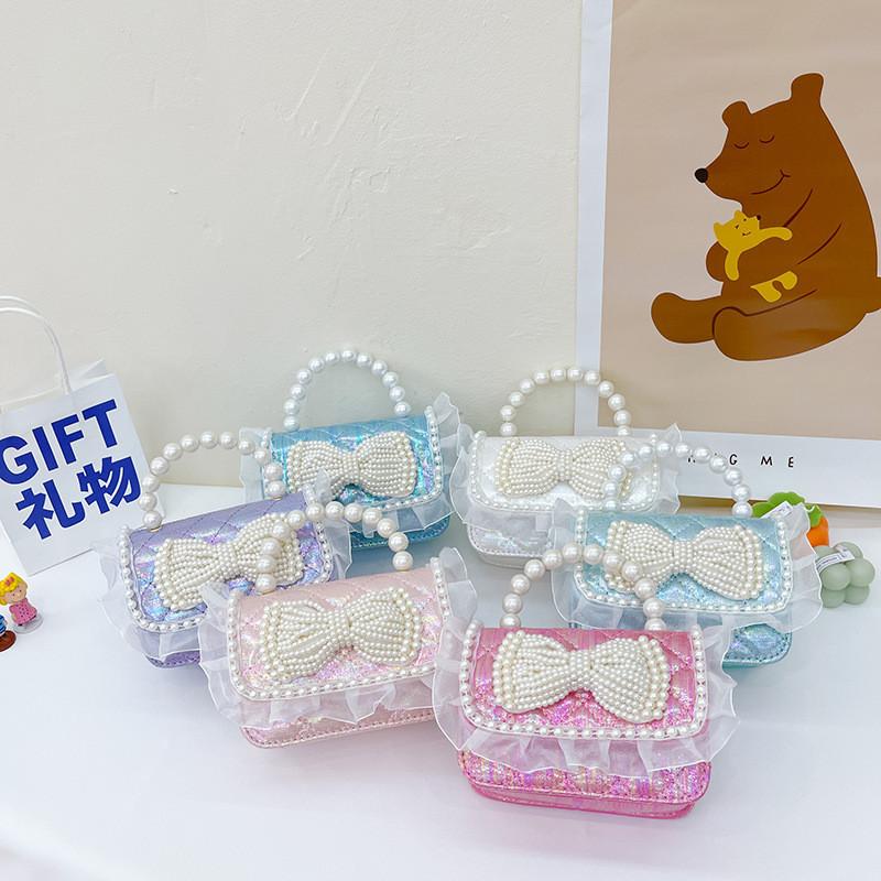 Charming Mini Pearl Chain Handbag For Girls In Various Colors Cute Lace Design